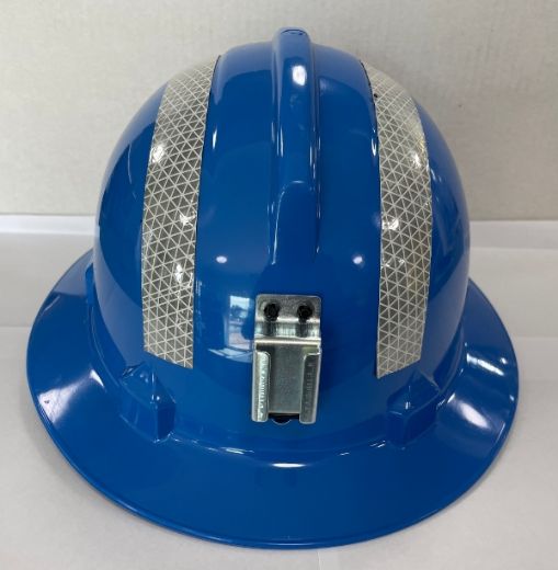 Picture of HARD HAT HH40 MRT3 - BLUE, FULL BRIM WITH REFLECTIVE TAPE AND METAL LAMP BRACKET
