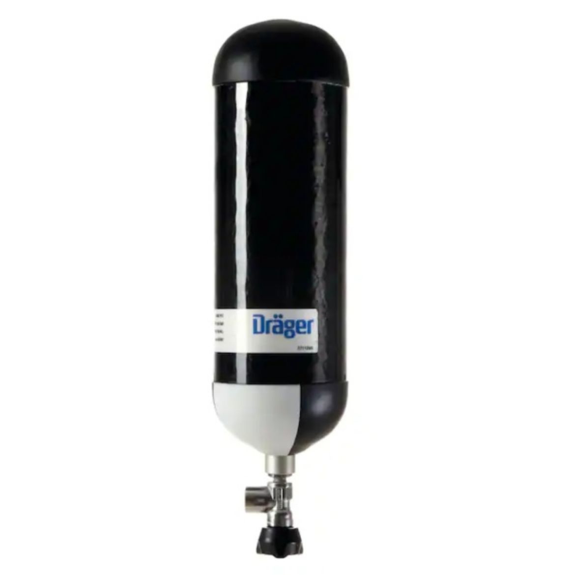 Picture of DRÄGER NANO CYLINDER, 6.8LTR 300 BAR FULL COMPOSITE, NLL NATURAL BLACK, RIGHT ANGLE EXCESS FLOW VALVE, NON RATCHET HANDWEEL