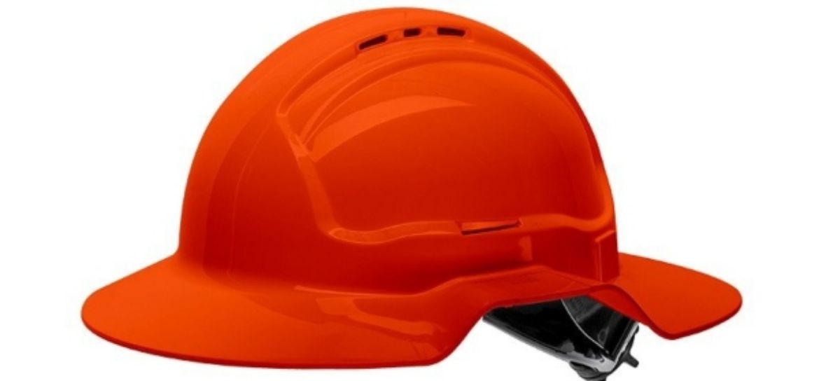 Picture of ORANGE BROAD BRIM VENTED HARD HAT – RATCHET