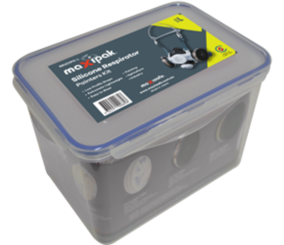 Picture of RX01 MAXIPAK SILICONE HALF MASK RESPIRATOR PAINTER'S KIT - LARGE