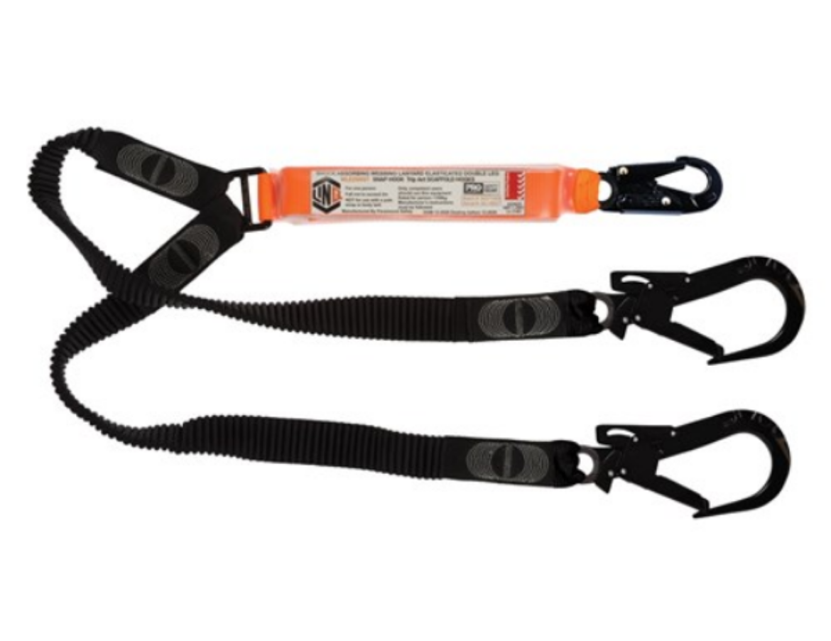Picture of SHOCK ABSORB ELAST. WEB LAN DOUBLE LEG; 1 x TRIPLE ACTION SNAP HOOK, 2 x TRIPLE ACTION SCAFF HOOK