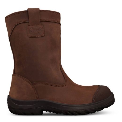 Picture of 250MM PULL ON BOOT, WATER RESISTANT PULL UP LEATHER, FULLY LINED, TOE SCUFF PROTECTION, BROWN.  SIZE 6