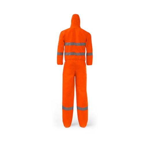 Picture of COVERALL TRIDENT® SMS TYPE 5 / TYPE 6 ORANGE + REFLECTIVE TAPE. AVAILABLE IN SIZES S - 4XL