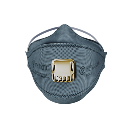 Picture of RESPIRATOR TRIDENT® FLAT FOLD P2 REGULAR CARBON VALVED + EXTENDED LENGTH HEAD STRAPS